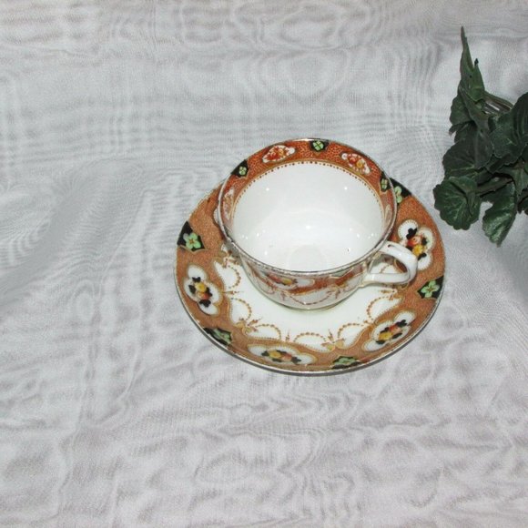 Antique Royal Albert Crown China Cup & Saucer Imari Style Cottagecore Vintage - Picture 11 of 13